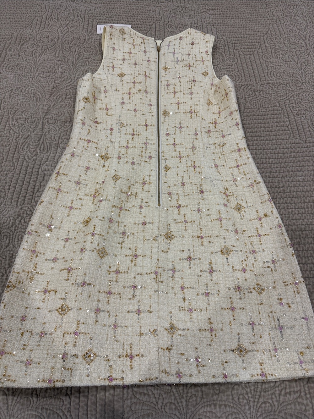 Lilly Pulitzer Cream Mini Dress with Gold & Pink Embellishment - Picture 7 of 8
